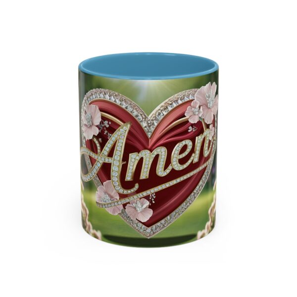 Our "Amen" Inspirational 'Elaborate Red Flowers Heart' design Accent Coffee Mug, Perfect for Wedding Gifts, Love & Faith Decor, Philippians 4:8 - Image 33