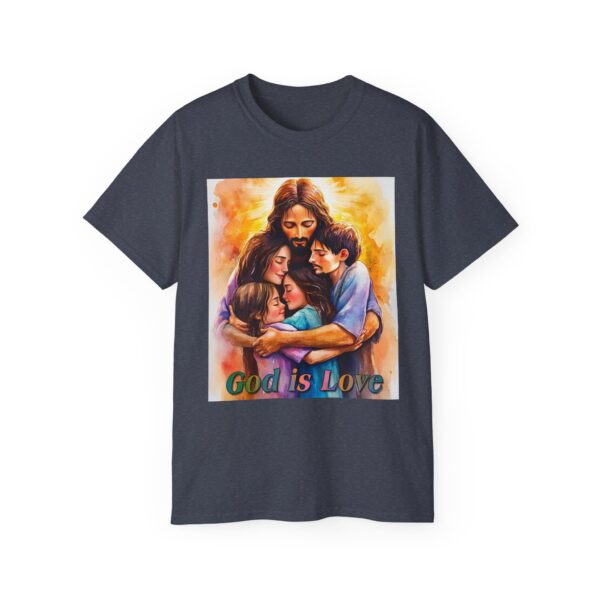Our "God is Love" series with Jesus hugging a SMALL FAMILY Inspirational Christian Unisex Cotton T-Shirt, Faith Spiritual Apparel, Love Gift - Image 42