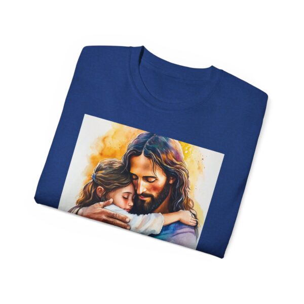 Our "God is Love" series with Jesus hugging a LITTLE GIRL, Inspirational Christian Unisex Cotton T-Shirt, Faith Spiritual Apparel, Love Gift - Image 41