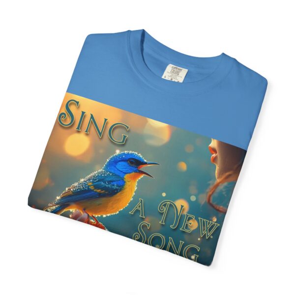 Garment-Dyed Unisex T-Shirt, with our 'Song Bird' "Sing a New Song" design! Summer Casual Wear, Relaxed Style Inspirational Phil 4:8 - Image 35