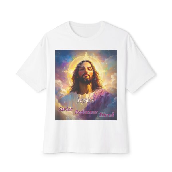 Jesus! Savior Redeemer Friend, Inspirational Christian Unisex Tee, Oversized Shirt, Boxy Top, Spiritual Tshirt, Gift for Christians - Image 5