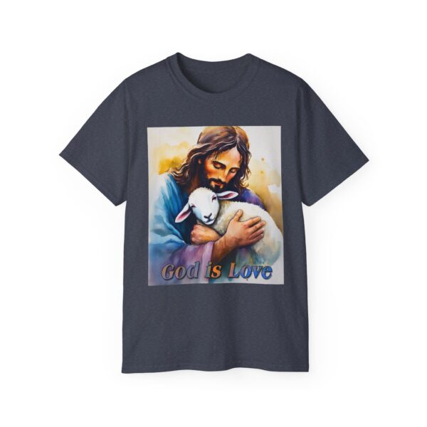 Our "God is Love" series with Jesus hugging a BABY LAMB, Inspirational Christian Unisex Cotton T-Shirt, Faith Spiritual Apparel, Love Gift - Image 41