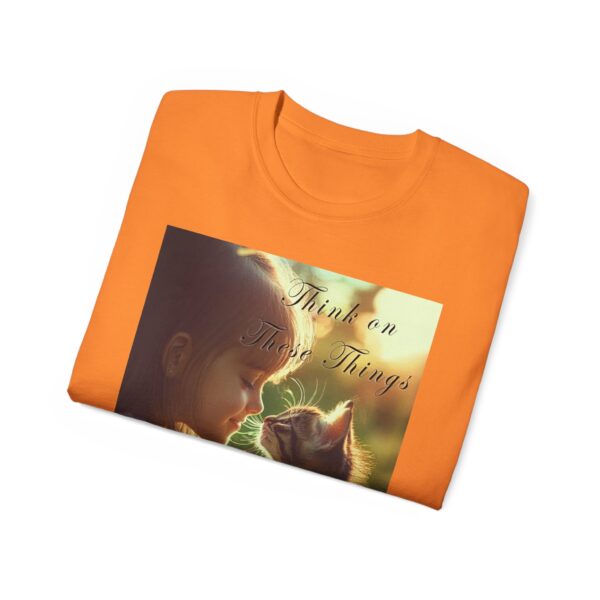 Inspirational 'Kitten Kisses' "Think on these things" Vintage Christian Faith Apparel Unisex Cotton T-Shirt, Pet Lover Cute Thoughtful Quote - Image 12