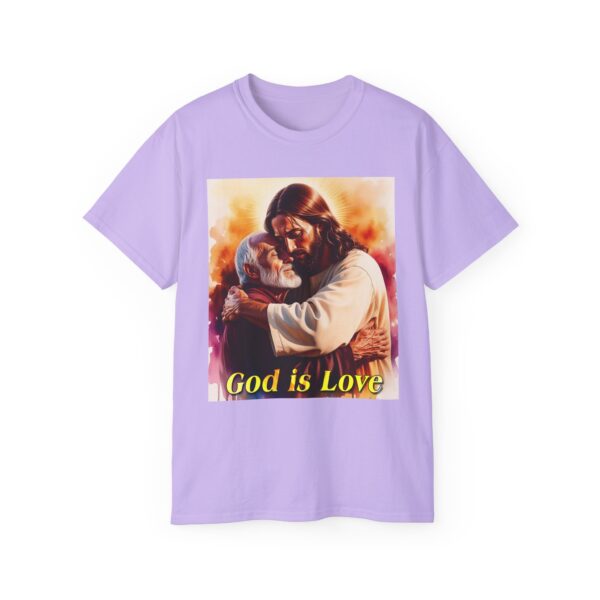 Our "God is Love" series with Jesus hugging PAPA! Inspirational Christian Unisex Cotton T-Shirt, Faith Spiritual Apparel, Love Gift - Image 46