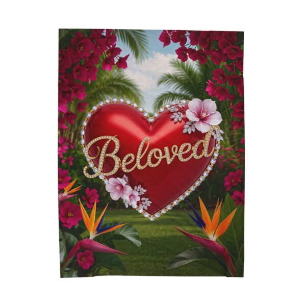 Our Beautiful "Beloved" Inspirational 'Solid RED Heart' Design Velveteen Plush Throw Blanket, Cozy Gift for Anniversary, Home Decor Bedding - Image 2