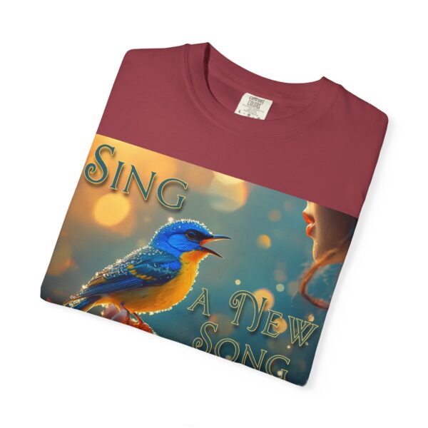 Garment-Dyed Unisex T-Shirt, with our 'Song Bird' "Sing a New Song" design! Summer Casual Wear, Relaxed Style Inspirational Phil 4:8 - Image 59