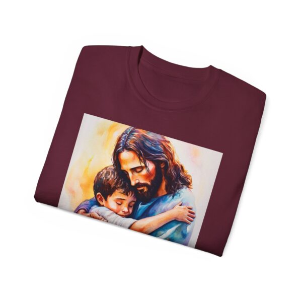 Our "God is Love" series with Jesus hugging a LITTLE BOY Inspirational Christian Unisex Cotton T-Shirt, Faith Spiritual Apparel, Love Gift - Image 20