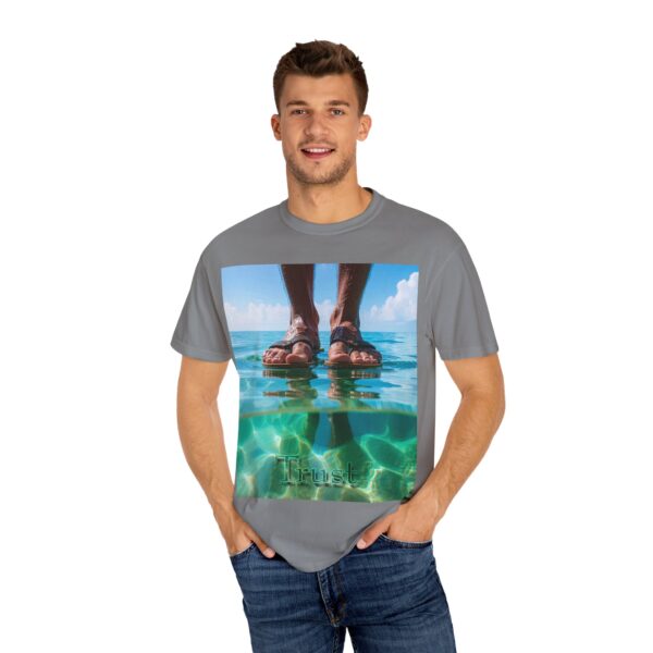 Garment-Dyed Unisex T-Shirt, Walk on Water "Trust" Graphic Design Tee, Summer Casual Wear, Beach Day Outfit, Ocean Lover Gift, Relaxed Style - Image 20