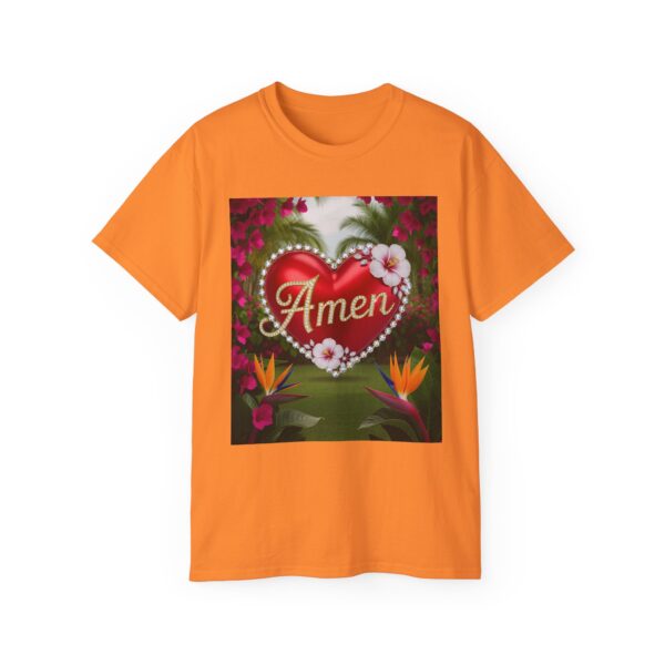 Our "Amen" Inspirational 'Solid Red Heart' Design Vintage Christian Faith Apparel Unisex Cotton T-Shirt, Thoughtful Quote, Philippians 4:8 - Image 14