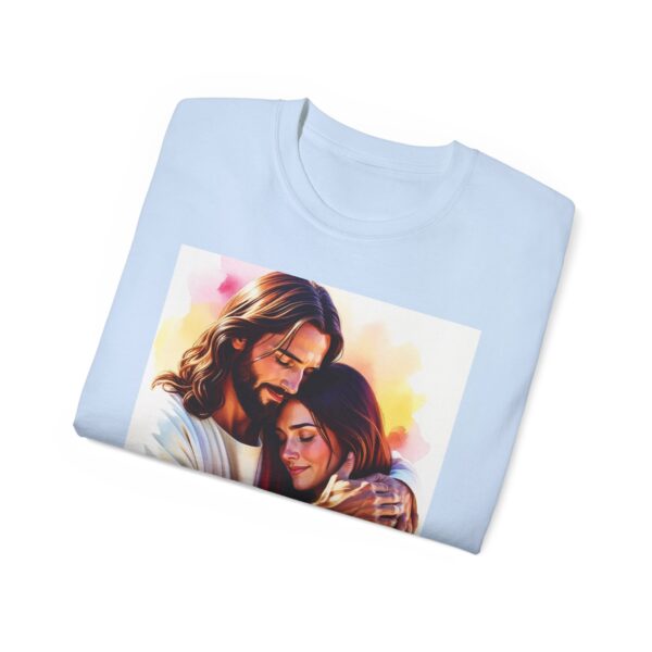 Our "God is Love" series with Jesus hugging a YOUNG LADY, Inspirational Christian Unisex Cotton T-Shirt, Faith Spiritual Apparel, Love Gift - Image 37