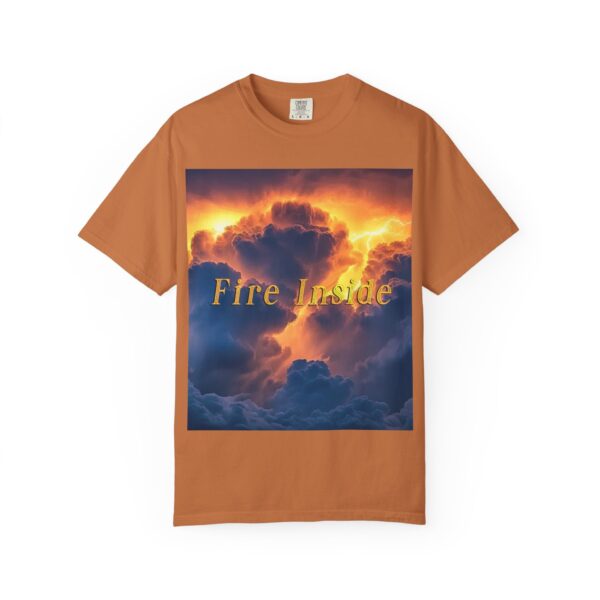 Garment-Dyed Unisex T-Shirt, with our 'Storm Light' "Fire Inside" design! Summer Casual Wear, Relaxed Style Inspirational Tropical Storms - Image 13