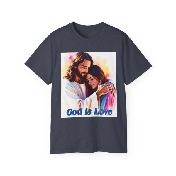 Our "God is Love" series with Jesus hugging a YOUNG LADY, Inspirational Christian Unisex Cotton T-Shirt, Faith Spiritual Apparel, Love Gift - Image 42
