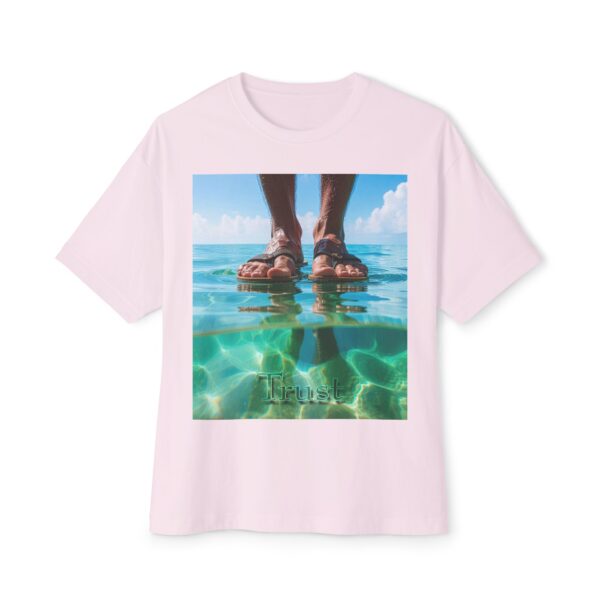 Christian Unisex Tee, Oversized T-Shirt for Men and Women, with "Trust" design Inspirational Faith Apparel, Walk on Water Design - Image 5