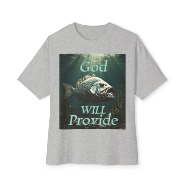 Biblical "God WILL Provide" Unisex Tee, Fish with Coin, Israel, Sea of Galilee, Inspirational, Christian Tshirt, Oversized Shirt, Boxy Top - Image 29