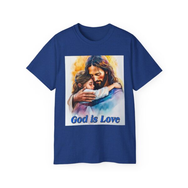 Our "God is Love" series with Jesus hugging a LITTLE GIRL, Inspirational Christian Unisex Cotton T-Shirt, Faith Spiritual Apparel, Love Gift - Image 38
