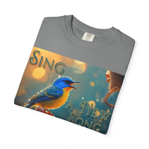Garment-Dyed Unisex T-Shirt, with our 'Song Bird' "Sing a New Song" design! Summer Casual Wear, Relaxed Style Inspirational Phil 4:8 - Image 19