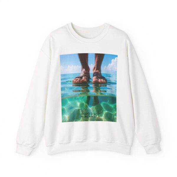 Crewneck Sweatshirt with our "Trust" 'Walk on water' Inspirational Design. Vintage Christian Apparel, Gospel Sweatshirt, Faith Fashion Sweatshirt, Unisex Heavy - Image 4