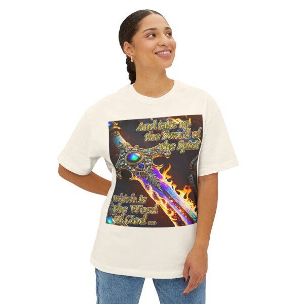 Our "Sword of the Spirit" Inspirational Bible Verse Christian Unisex Tee Religious Oversized Shirt, Boxy Top, Spiritual, Gift for Christians - Image 3