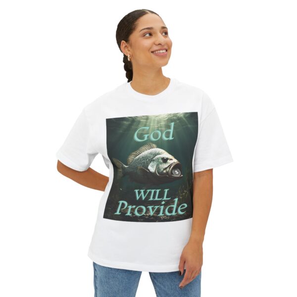 Biblical "God WILL Provide" Unisex Tee, Fish with Coin, Israel, Sea of Galilee, Inspirational, Christian Tshirt, Oversized Shirt, Boxy Top - Image 7