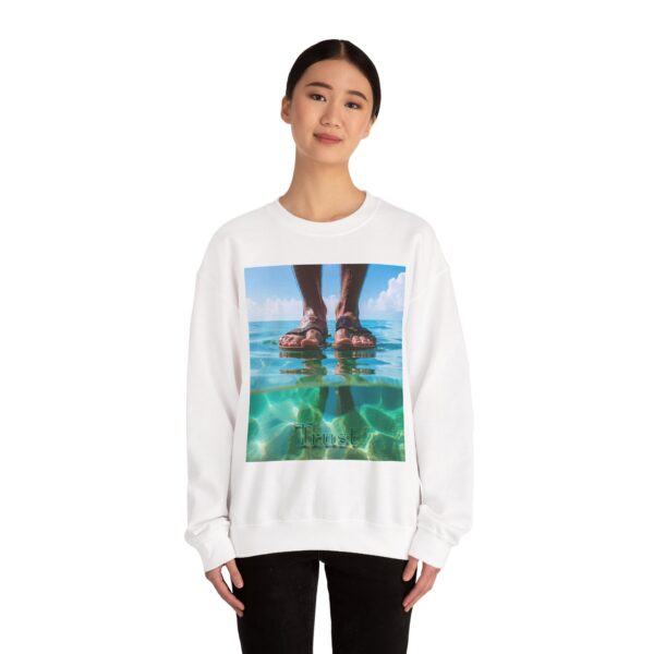 Crewneck Sweatshirt with our "Trust" 'Walk on water' Inspirational Design. Vintage Christian Apparel, Gospel Sweatshirt, Faith Fashion Sweatshirt, Unisex Heavy - Image 7
