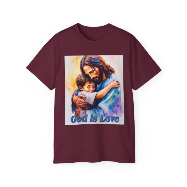 Our "God is Love" series with Jesus hugging a LITTLE BOY Inspirational Christian Unisex Cotton T-Shirt, Faith Spiritual Apparel, Love Gift - Image 17