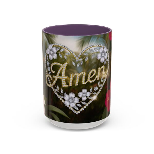 Our "Amen" Inspirational 'Diamond Ring Heart' Design Accent Coffee Mug, Perfect for Wedding Gifts, Love & Faith Decor, Philippians 4:8 - Image 57
