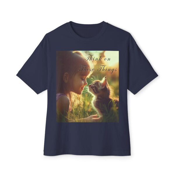 Inspirational Unisex Tee, Oversized T-Shirt for Men and Women, with 'Kitten Kisses' "Think on these things" design Faith Apparel, Biblical - Image 33