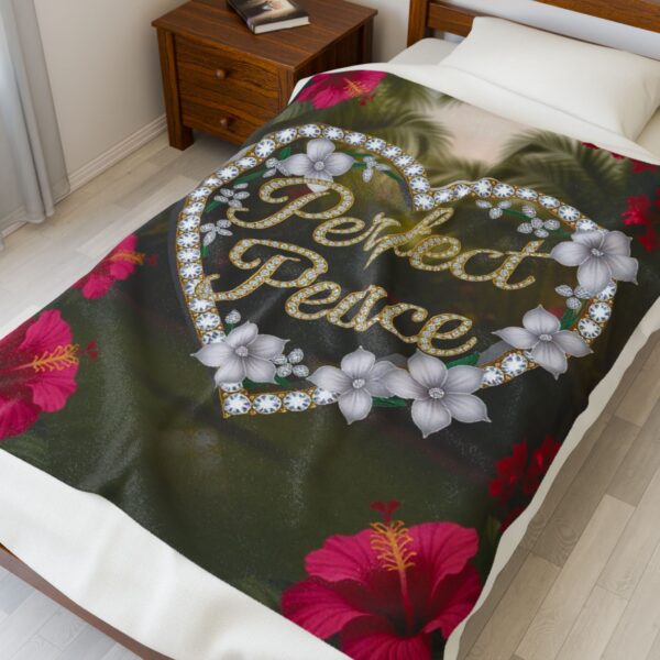 Our Beautiful "PERFECT PEACE" Inspirational 'Diamond Ring Design' Velveteen Plush Throw Blanket, A Cozy Gift for Anniversary, Home Faith Decor - Image 7