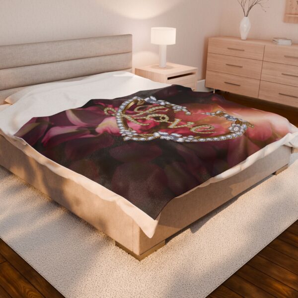 Our Beautiful "LOVE" Inspirational 'Petals' Velveteen Plush Blanket - A Cozy Gift for Anniversary, Wedding, Home Decor. Throw, Bedding - Image 4