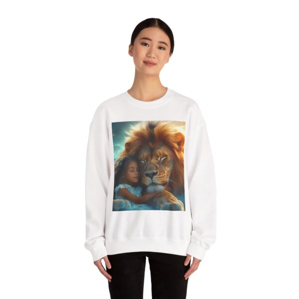 Crewneck Lightweight Sweatshirt with our Inspirational "Lucy and Lion" design. Vintage Christian Faith Apparel Gospel Fashion Biblical Fantasy, Unisex - Image 5