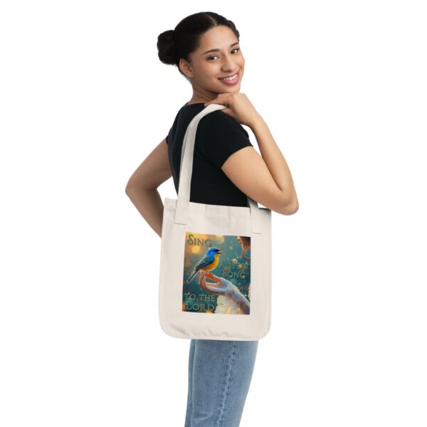100% Organic 2-Sided Canvas Tote Bag 'Song Bird' "Sing a New Song' Eco-Friendly Cat Lover Gift Inspirational Reusable Shopping Bag - Image 4