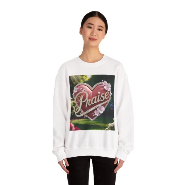 Crewneck Sweatshirt-with our "Praise" 'Solid Red heart' design. Vintage Inspired Faith Apparel, Gospel Fashion Unisex Heavy - Image 6