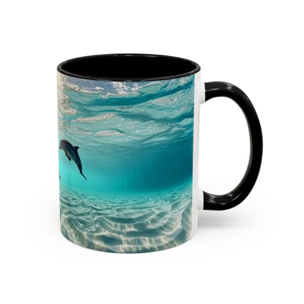 Our "Dolphins at Rest" design Accent Coffee Mug, Perfect for Wedding Gifts, Inspirational Decor, Beauty of God's Creation, Tea Cup, Ceramic - Image 2