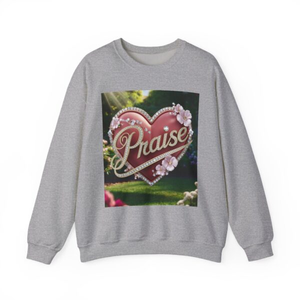 Crewneck Sweatshirt-with our "Praise" 'Solid Red heart' design. Vintage Inspired Faith Apparel, Gospel Fashion Unisex Heavy - Image 9