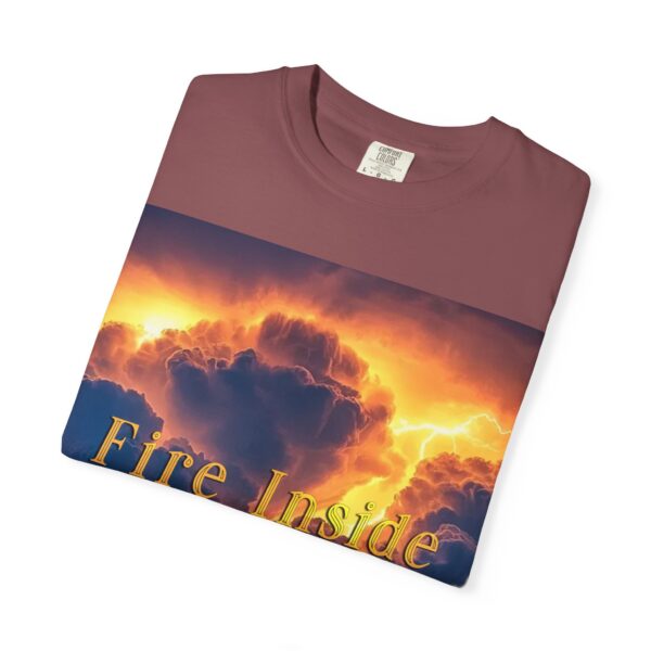 Garment-Dyed Unisex T-Shirt, with our 'Storm Light' "Fire Inside" design! Summer Casual Wear, Relaxed Style Inspirational Tropical Storms - Image 7