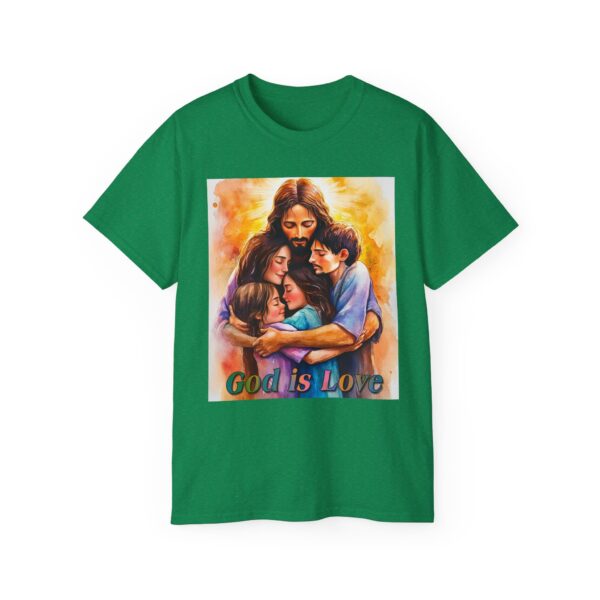 Our "God is Love" series with Jesus hugging a SMALL FAMILY Inspirational Christian Unisex Cotton T-Shirt, Faith Spiritual Apparel, Love Gift - Image 30