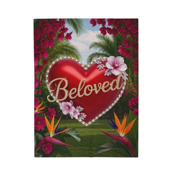 Our Beautiful "Beloved" Inspirational 'Solid RED Heart' Design Velveteen Plush Throw Blanket, Cozy Gift for Anniversary, Home Decor Bedding - Image 9