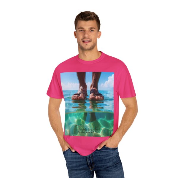 Garment-Dyed Unisex T-Shirt, Walk on Water "Trust" Graphic Design Tee, Summer Casual Wear, Beach Day Outfit, Ocean Lover Gift, Relaxed Style - Image 52