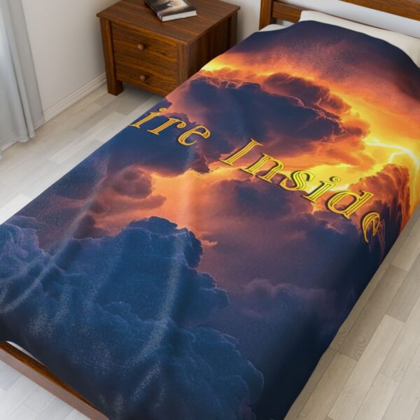 Throw Blanket with our beautiful 'Storm Light' "Fire Inside" design! Beauty of Creation Tropical Storm Velveteen Plush Blanket, Cozy Bedding