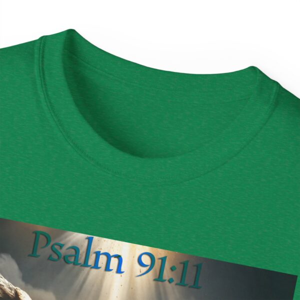 Our Guardian Angel, Psalm 91 "He gives his angels charge over thee" Inspirational Christian Design Unisex Cotton T-Shirt, Faith Apparel - Image 31