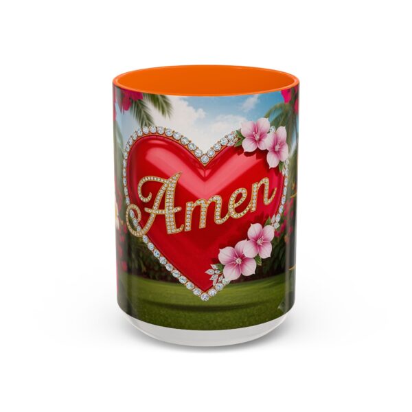 Our "Amen" Inspirational 'Solid Red Heart' Design Accent Coffee Mug, Perfect for Wedding Gifts, Love & Faith Decor, Philippians 4:8 - Image 53