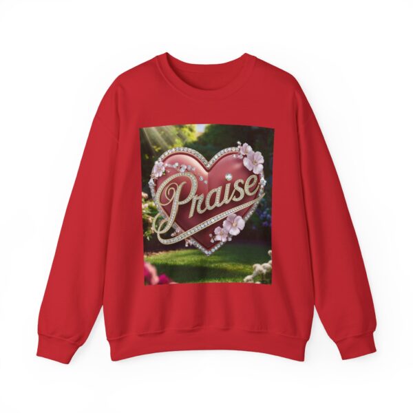 Crewneck Sweatshirt-with our "Praise" 'Solid Red heart' design. Vintage Inspired Faith Apparel, Gospel Fashion Unisex Heavy - Image 24