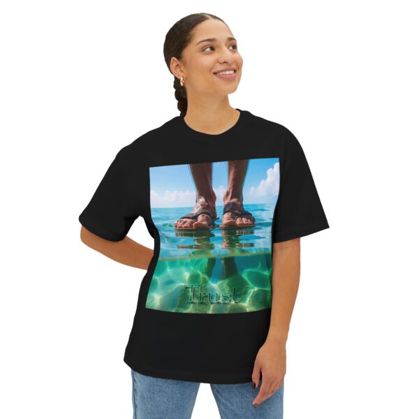 Christian Unisex Tee, Oversized T-Shirt for Men and Women, with "Trust" design Inspirational Faith Apparel, Walk on Water Design - Image 11
