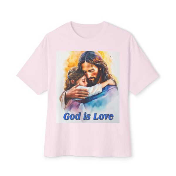 Our "God is Love" series with Jesus hugging a little Girl! Christian Unisex Tee, Oversized T-Shirt, Inspirational Shirt, Faith Apparel - Image 5