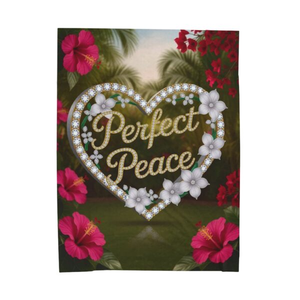 Our Beautiful "PERFECT PEACE" Inspirational 'Diamond Ring Design' Velveteen Plush Throw Blanket, A Cozy Gift for Anniversary, Home Faith Decor - Image 2