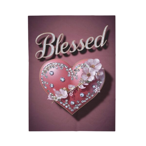 Beautiful "Blessed" Inspirational Velveteen Plush Blanket - A Cozy Gift for Anniversary, Wedding, Home Decor. Throw, Bedding, Inspirational - Image 9
