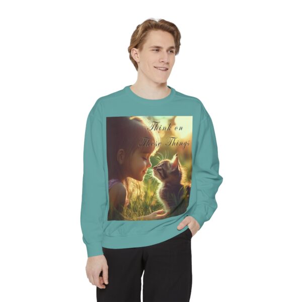 Sweatshirt Unisex Inspirational 'Kitten Kisses' "Think on these things". Christian Apparel, Faith-Based Comfort, Jumper, Gift for Believers - Image 24