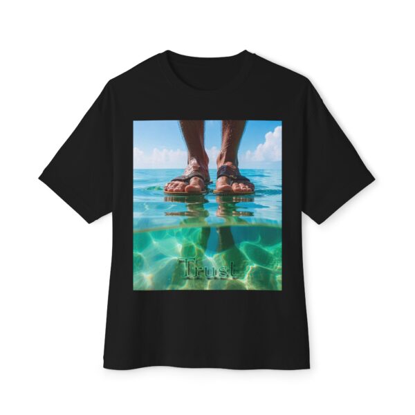 Christian Unisex Tee, Oversized T-Shirt for Men and Women, with "Trust" design Inspirational Faith Apparel, Walk on Water Design - Image 9