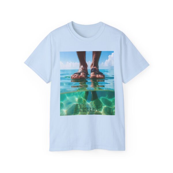 Our "TRUST" 'Walk on water' Inspirational Design Vintage Christian Faith Apparel Unisex Cotton T-Shirt Thoughtful Quote Trust in God
