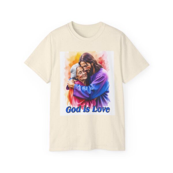 Our "God is Love" series with Jesus hugging Grandmother, Inspirational Christian Unisex Cotton T-Shirt, Faith Spiritual Apparel, Love Gift - Image 18